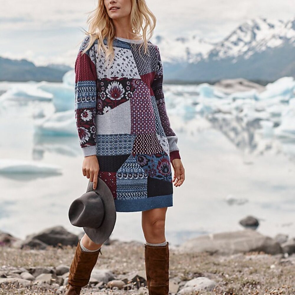 Garnet Hill Patchwork Cashmere Dress